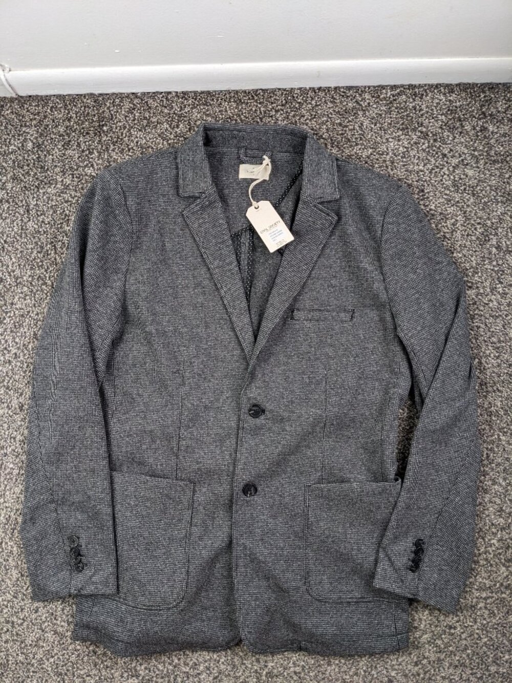 NWT Civil Society Blazer Sport Coat Textured Knit Puppytooth Mens Large $149